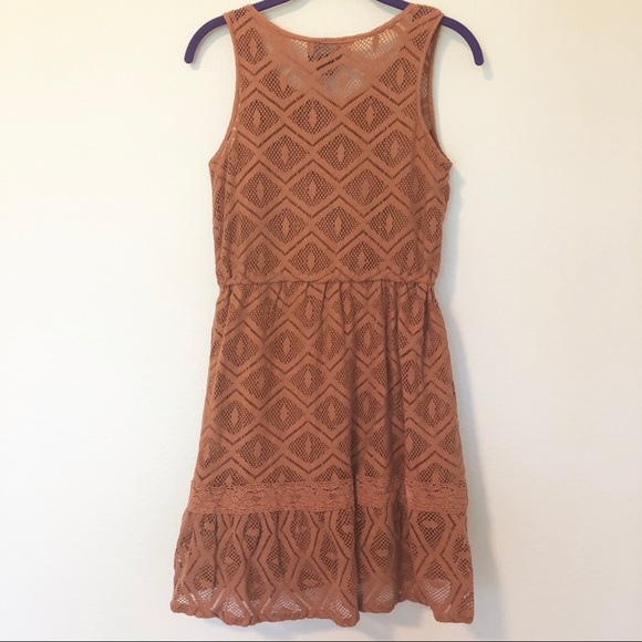 Angie Boho Burnt Orange Lace Overlay Dress - Picture 7 of 7
